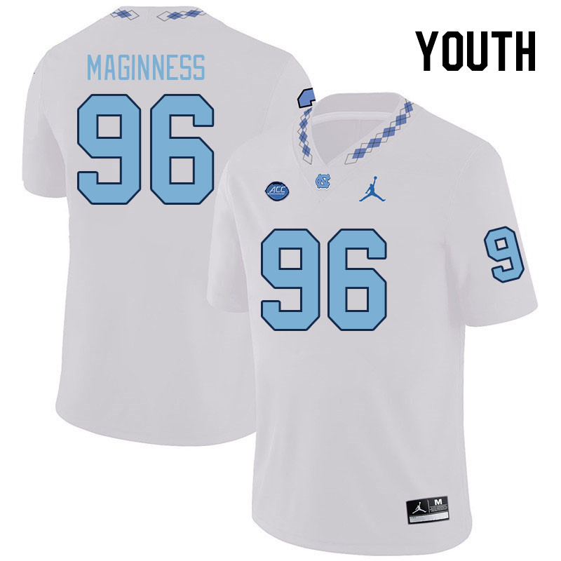 Youth #96 Tom Maginness North Carolina Tar Heels College Football Jerseys Stitched-White